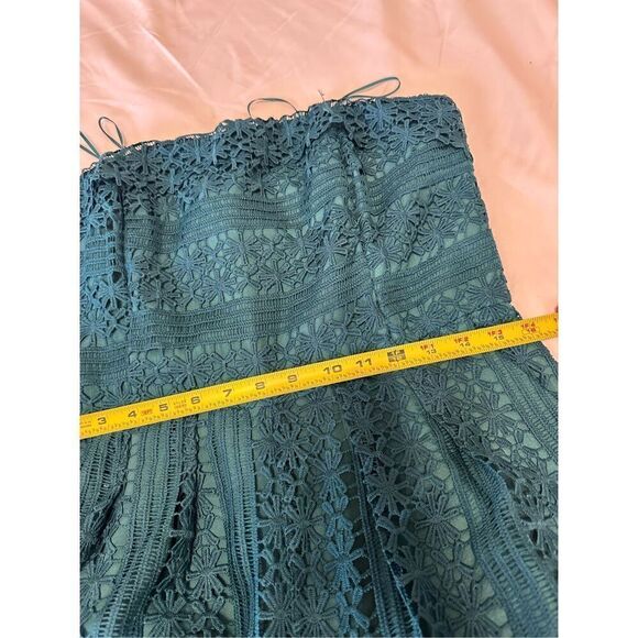 NWT Anthropologie Greylin Stowe Lace Jumpsuit Teal Strapless Wide Leg Size Petit - Picture 7 of 9